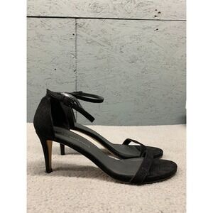 Stuart Weitzman Nudist Sequin Heels Sandals Black‎ Goosebump Size 10.5